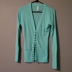 Turquoise Snap Cardigan